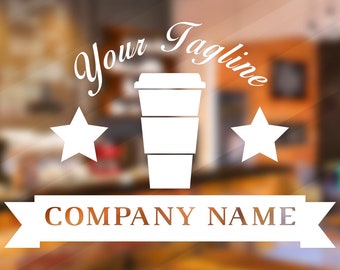 Coffee Shop Window Stickers Company Name Personalised Vinyl Decal