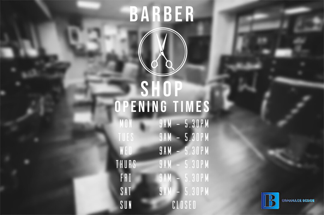 Barber Shop Opening Times Window/wall Art Decal Sticker Etsy