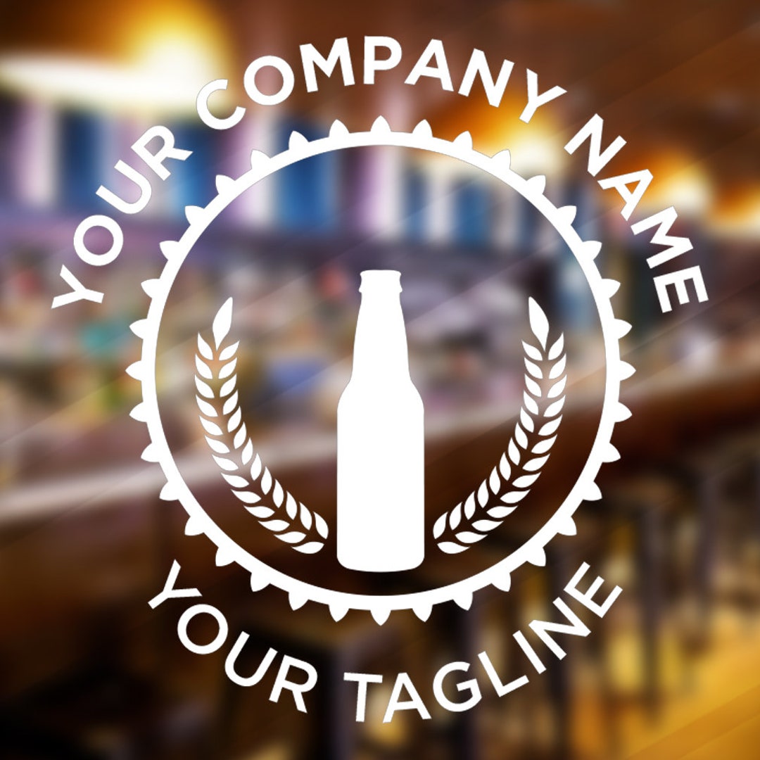 Bar Pub Alcohol Beer Bottle Window Stickers Company Name Personalised ...