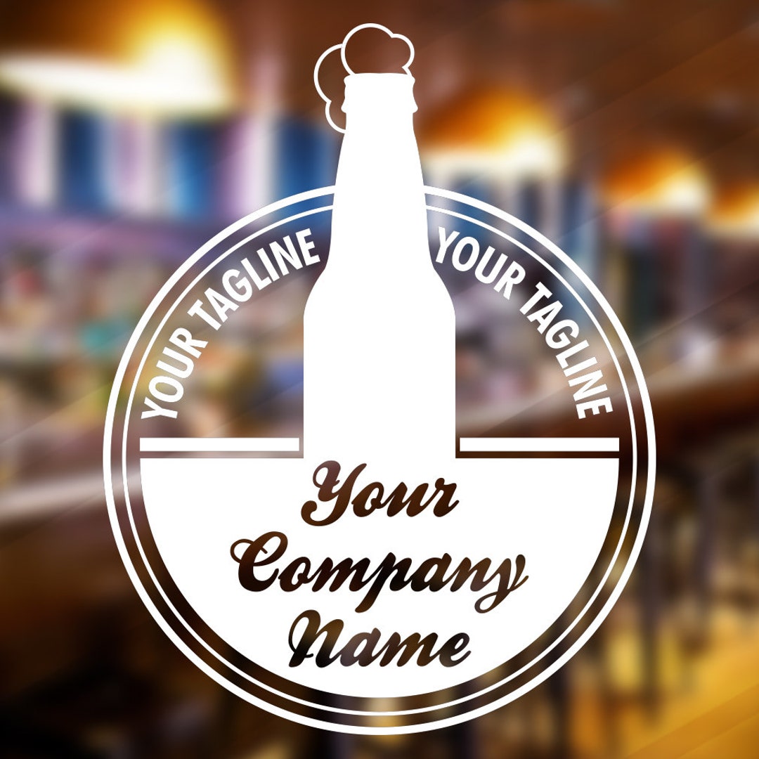Bar Pub Alcohol Beer Bottle Window Stickers Company Name Personalised ...