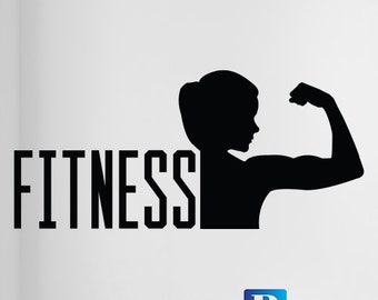 Woman muscles fitness gym Wall Window Art Stickers Decal Vinyl Room