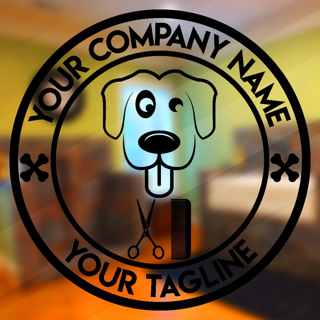 Grooming Salon Dog Window Stickers Company Name Personalised Vinyl ...