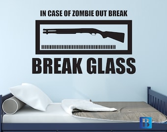 Zombie Outbreak Break Glass Cool Gamer Wall Art Decal Sticker
