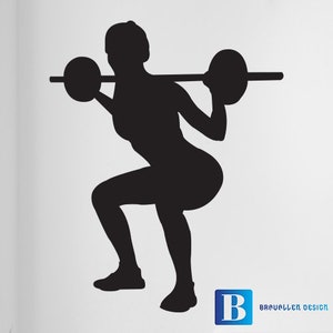 Woman squatting exercise Wall Window Art Stickers Decal Vinyl Room