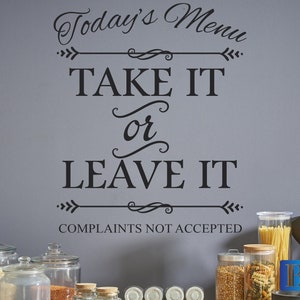 Sticker art mural Take Leave Kitchen Todays Menu