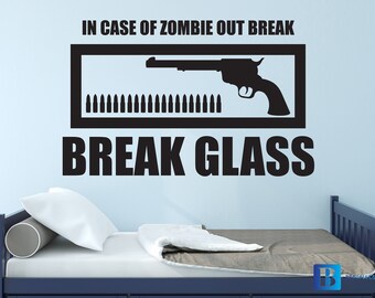 Zombie Outbreak Break Glass Cool Gamer Wall Art Decal Sticker