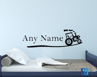 Tractor Personalise Name Boys Bedroom Farmer Wall Art Decal Sticker