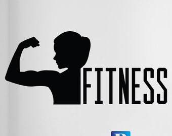 Woman muscles fitness gym Wall Window Art Stickers Decal Vinyl Room