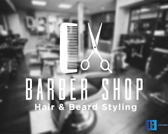 Barber Salon Shop Hair And Beard Styling Window/Wall Art Decal Sticker
