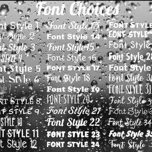 May include: A list of 36 different font styles, labeled "Font Style 1" through "Font Style 36".