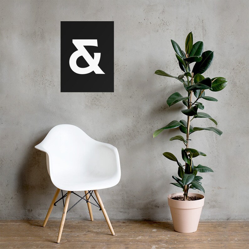 Ampersand Type Poster Minimal Typography Black and White Font Graphic Designer Artist Feminine Elegant