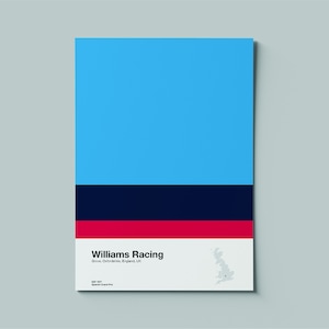 Formula 1 Williams Downloadable Team Poster | F1 Grand Prix | Headquarters City Country | Motorsports Racing Print | Drive to Survive