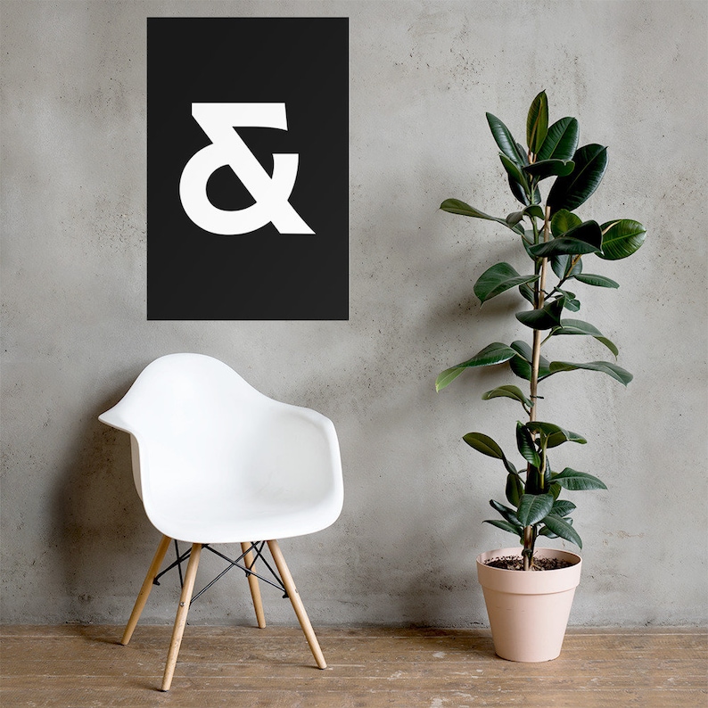 Ampersand Type Poster Minimal Typography Black and White Font Graphic Designer Artist Feminine Elegant