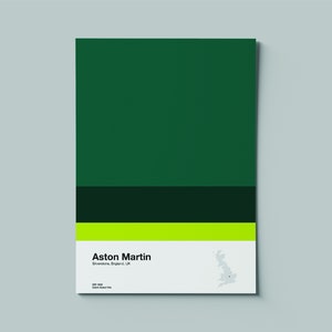 Formule 1 Aston Martin Downloadbare Team Poster | F1 Grand Prix | Hoofdkantoor City Country | Motorsports Racing Print | Drive om te overleven