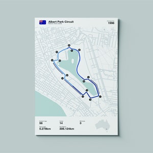 Formel 1 Albert Park Circuit Downloadable Poster | F1 Grand Prix | Melbourne Australien | Motorsport Racing Print | Überlebensfahrt