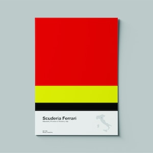 Formula 1 Ferrari Downloadable Team Poster | F1 Grand Prix | Headquarters City Country | Motorsports Racing Print | Drive to Survive