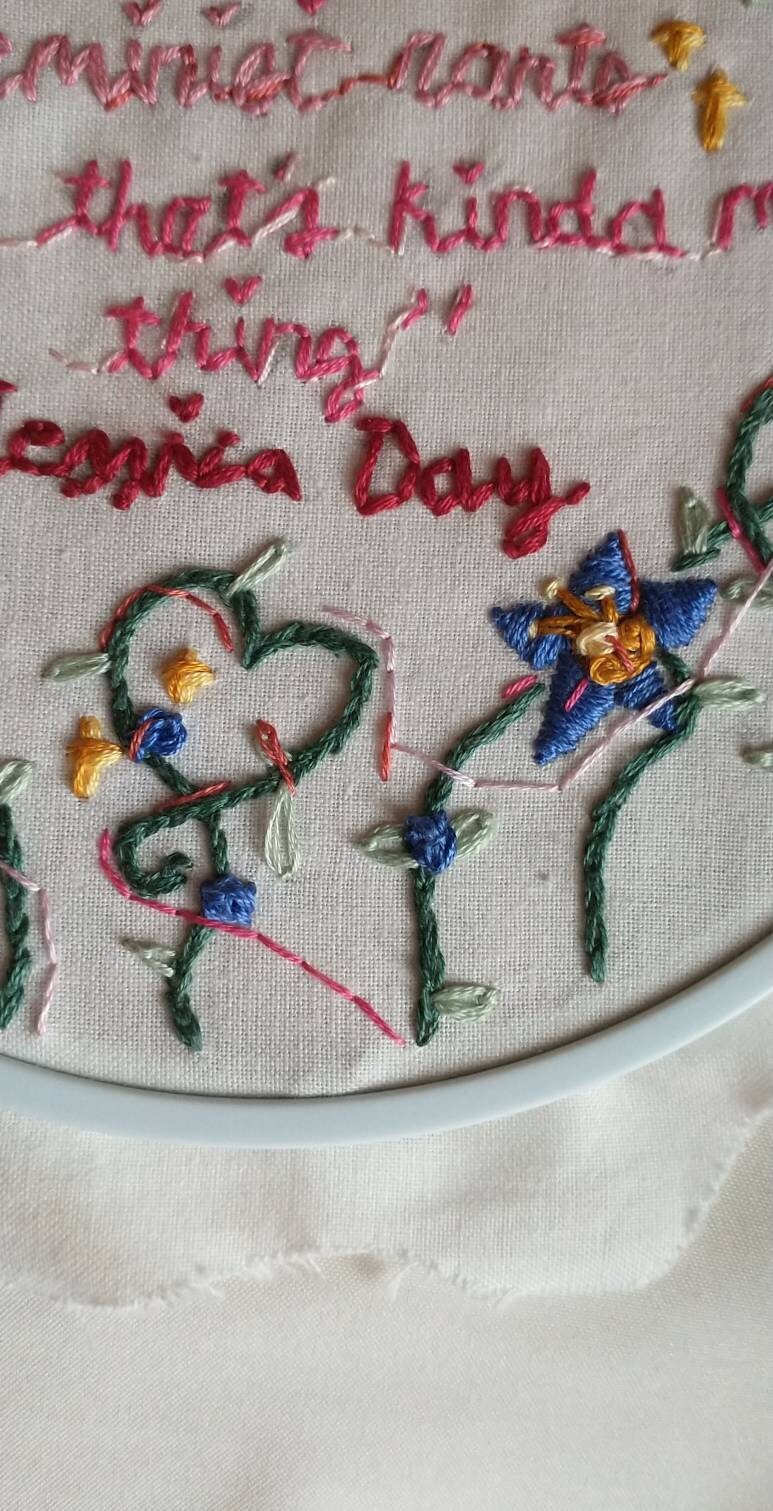 Custom Handembroidered Text With Vines & Flowers on 6in Hoop Etsy New Zealand