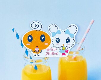 Tamagotchi Drink Girlies Large Sticker