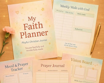 Playful Faith Planner Bundle | 10-Page Christian Printable Planner | Teen and Young Adult Bible Journal | Pastel Digital and Printable PDF