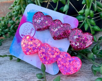 Glitter Hearts Hair Clip