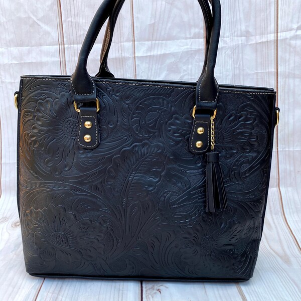 Black Leather Purses Etsy