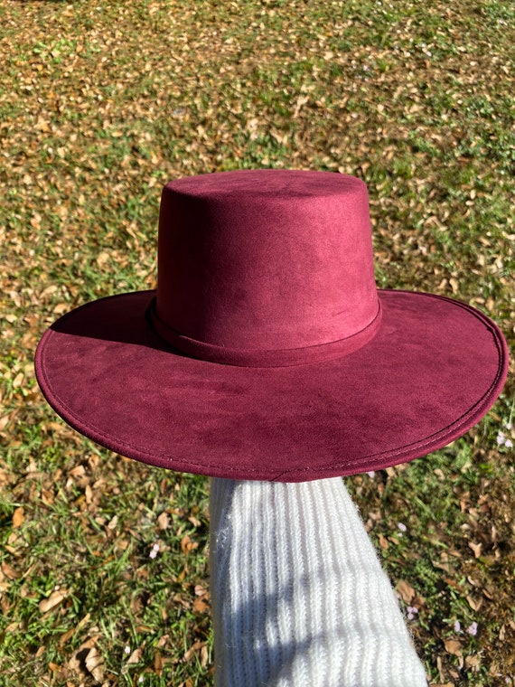 Burgundy boater hat The Morgan & Taylor Savannah Racewear Boater in Burgundy Red  main image 2