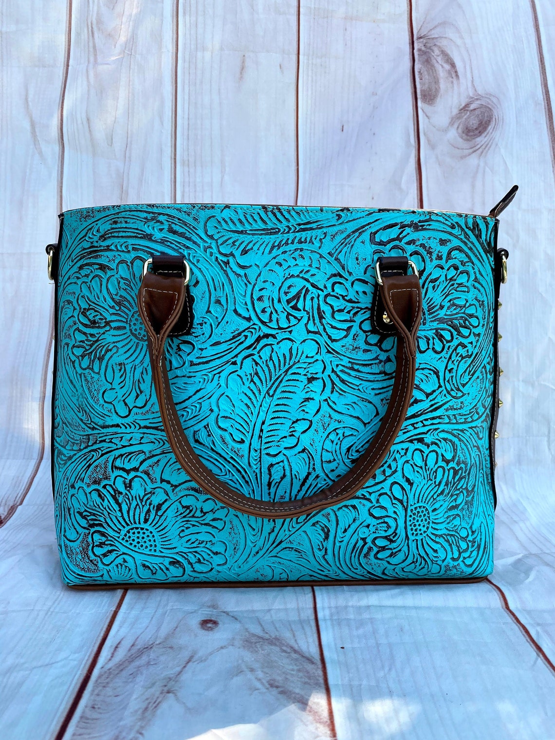 Turquoise leather purse Etsy