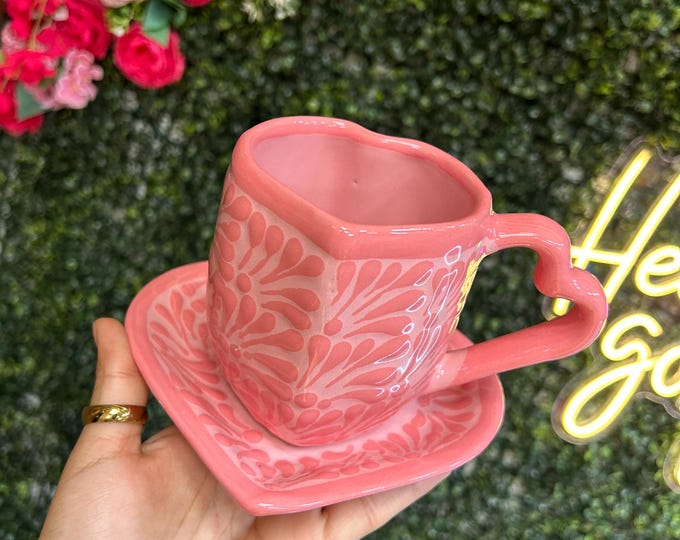 Pink Talavera Hand Painted Mugs