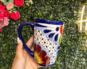 Handcrafted Tall Talavera Cappuchino Mug Large