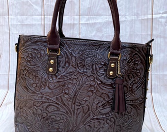 Dark brown leather bag