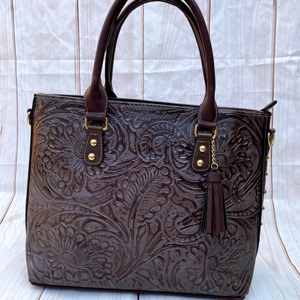 Dark brown leather bag