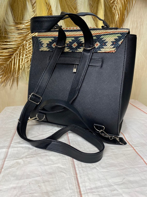 aztec leather backpack Inspired Vegan Tooled in Wildlife Brown Conveniently sized roomy multi Honey Aztec Print Leather Backpack
