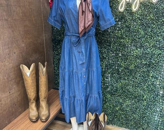 spring denim dresses Get Together Medium Light Denim Babydoll Dress – Shop the Mint
