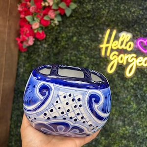 blue/white talavera holder