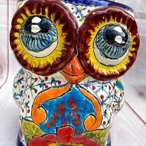 Multicolor Hand Painted Talavera owl Planter
