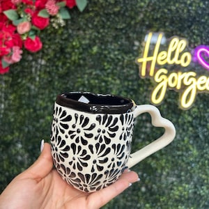 black and white talavera mugs