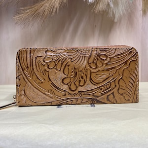 Brown Tooled Leather Wallet and other colors Available