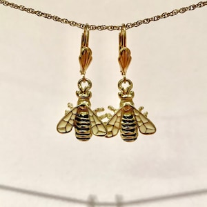 Gold Bee Dangle Earrings