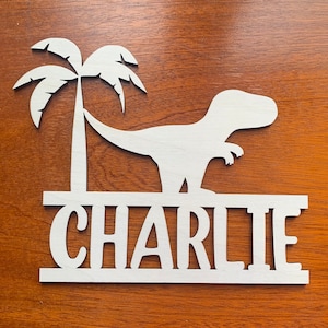 Children’s Door Sign, Dinosaur Name Sign, Wooden Name Decor, Kids Dinosaur Name Decoration