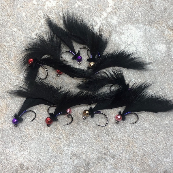 3 - Tungsten Mayer's Mini Leech Black - Leech Fly Fishing Fly - Best Trout Flies - 3 Pack of Fishing Flies and Fishing Lures - Custom