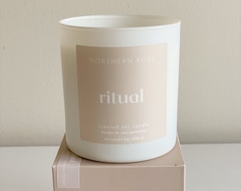 RITUAL | Palo Santo - Smokey Cedarwood - Ginger | Scented Soy Candle | Wooden Wick | Woodsy Spicy Candle | Birthday Gift | Handmade