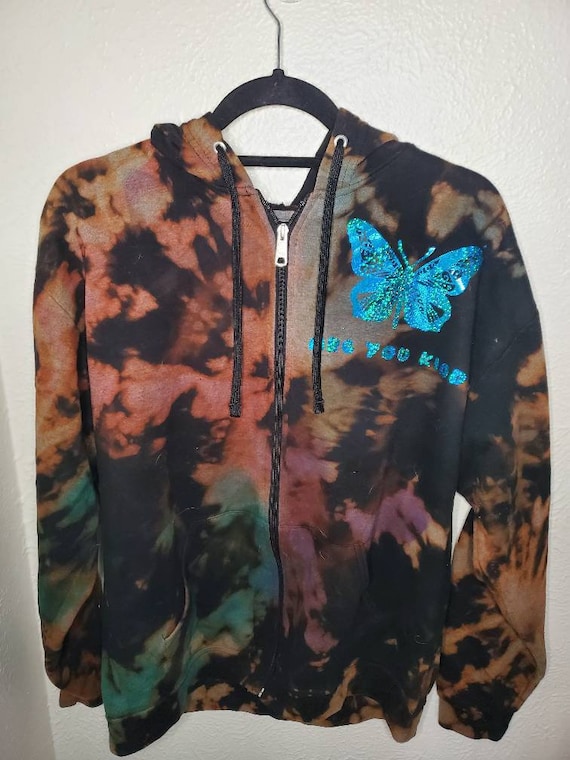 Uncle John's Band Zip-Up Hoodie – Grateful Dead Inspired, Super Soft Reverse Dye, Holographic Design, Size Large