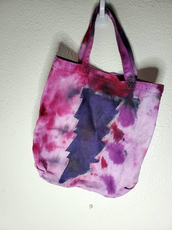 Lazy Lightning Tote Bag – Grateful Dead Inspired, Handcrafted Tie-Dye, Perfect Book Bag