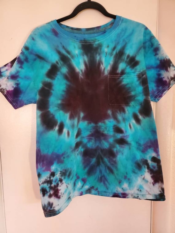 Blue for Allah T-Shirt – XL with Pocket, Handcrafted Tie-Dye, Grateful Dead Inspired, Music-Inspired Fashion