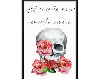 Memento Mori Memento Vivere | Illustrated Poster | Printable Wall Art | Watercolor | Collage | Boho Decor | Stoicism | DIGITAL DOWNLOAD
