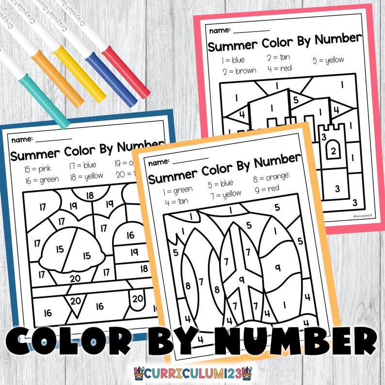 Summer Color by Number Letter and Sound Summer Coloring Pages Etsy