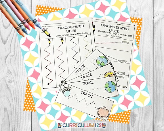 Tracing Lines Preschool Worksheets Homeschool Prewriting Trace - Etsy