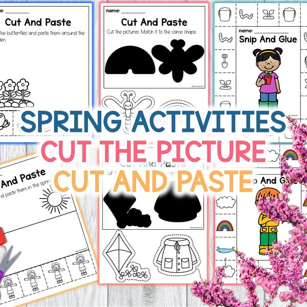 Spring Cut and Paste Spring Images Scissor Skills Gluing Activities Fine Motor Skills