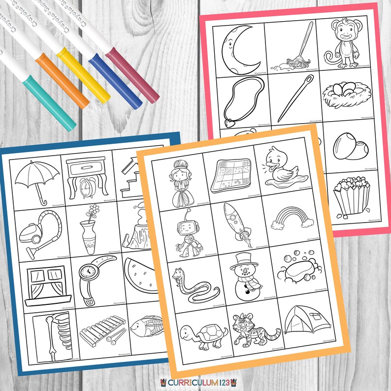 Black and white picture cards. These are in alphabetical order.