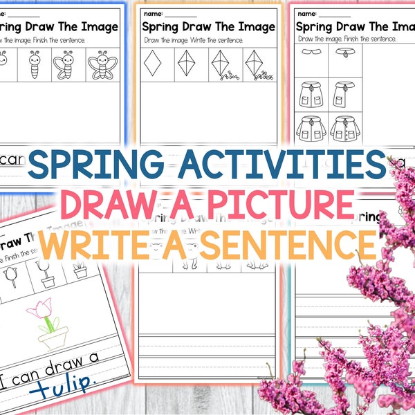 Spring Directed Drawing Printable Draw The Picture Spring Activities for Preschool